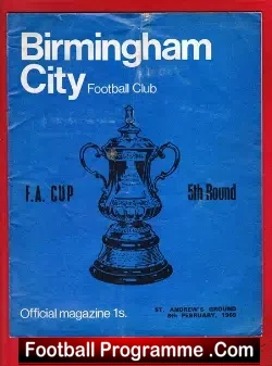 Birmingham City v Manchester United 1969 - FA Cup Game - football programme