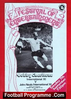 Bobby Charlton X1 v John Neal X1 - Friendly Match at Wrexham - football programme