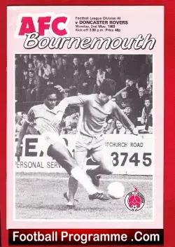 Bournemouth v Doncaster Rovers 1983 - George Best - football programme