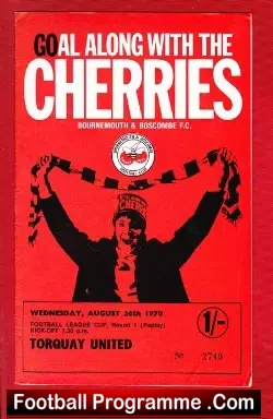 Bournemouth v Torquay United 1970 - football programme