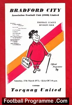Bradford City v Torquay United 1973 - football programme