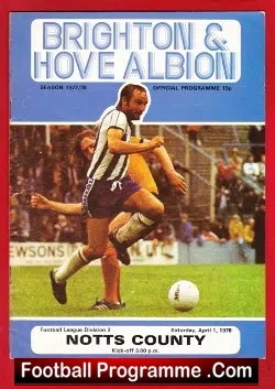 Brighton Hove Albion v Notts County 1978 - football programme
