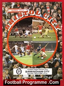 Bristol City v Birmingham City 1978 - football programme