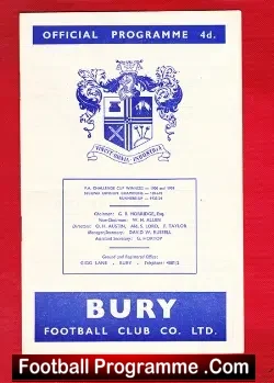 Bury v Barnsley 1961 - football programme