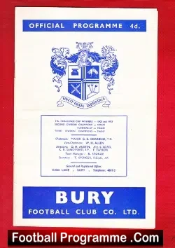 Bury v Grimsby Town 1962 - football programme