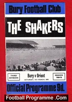 Bury v Orient 1970 - football programme