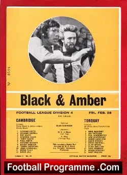 Cambridge United v Torquay United 1975 - football programme