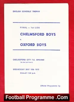 Chelmsford Boys v Oxford Boys 1972 – Schoolboys Cup Final