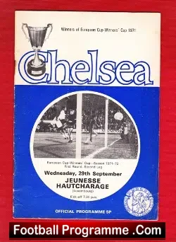 Chelsea v Jeunesse Hautcharage 1971 - Record 13 - 0 Nil - football programme