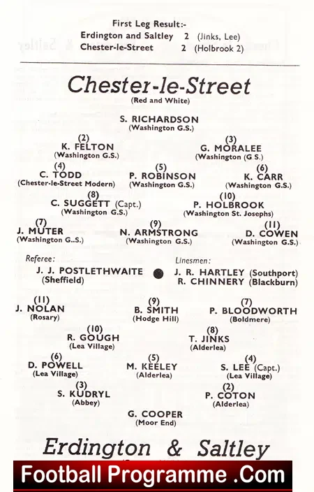 Chester Le Street v Erdington Stanley 1964 – Schoolboys Final