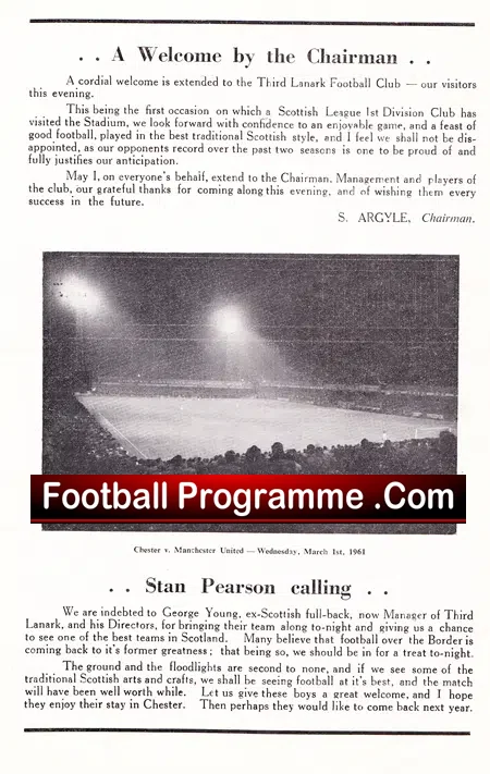 Chester v Third Lanark 1961 – Multi Autographed Signed