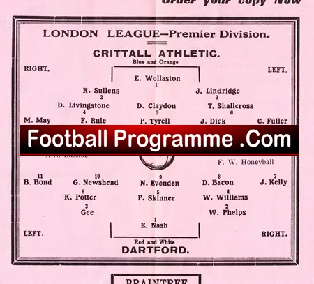 Crittall Athletic v Dartford 1952 – 1950s