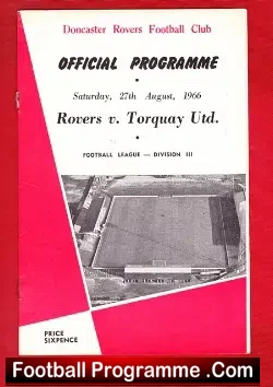 Doncaster Rovers v Torquay United 1966 - football programme