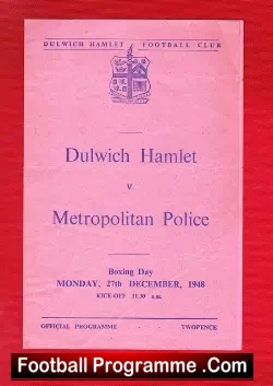 Dulwich Hamlet v Metropolitan Police 1948 – Met Police London