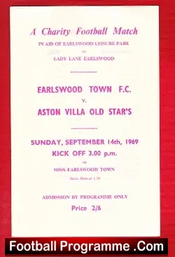 Earlswood Town v Aston Villa Old Stars 1969 – at Lady Lane
