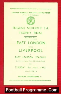 East London Boys v Liverpool Boys 1970 – Schoolboys Final