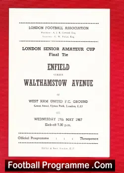 Enfield v Walthamstow Avenue 1967 - Amateur Cup Final - football programme