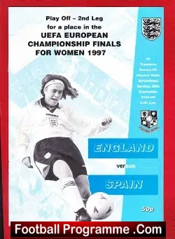 England Ladies v Spain 1997 - Womens Football International - football programme