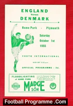 England v Denmark 1955 – Youth match at Plymouth