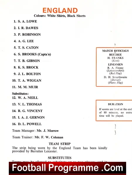 England v France 1978 – School Boys Match at Wembley