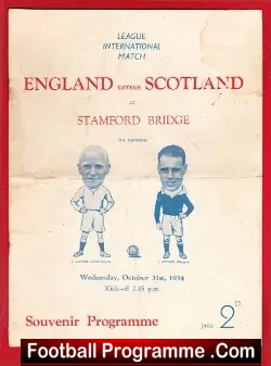 England v Scotland 1934 - at Stamford Bridge Chelsea 1930s - football programme