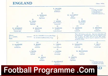England v Scotland 1957 – Schoolboys at Sheffield Wednesday