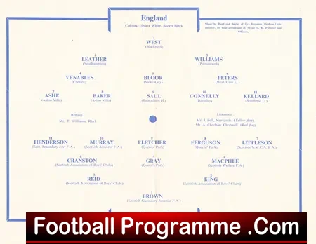 England v Scotland 1960 – Youth Match at Newcastle United