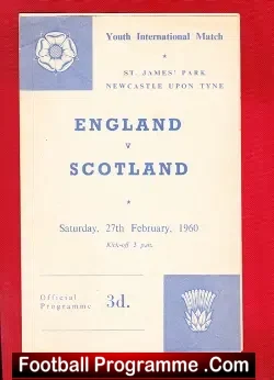 England v Scotland 1960 – Youth Match at Newcastle United