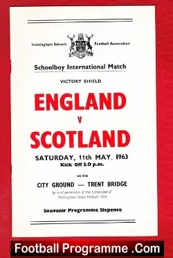 England v Scotland 1963 – Schoolboys At Nottingham