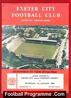 Exeter City v Newport County 1983 - football programme
