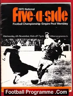 Five A Side Football Match At Empire Pool Wembley 1970 Autograph - football programme