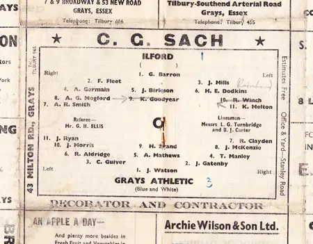 Grays Athletic v Ilford 1949 – Essex Senior Cup