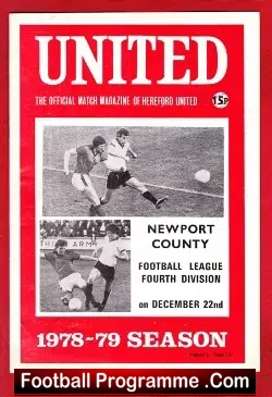 Hereford United v Newport County 1978 - football programme