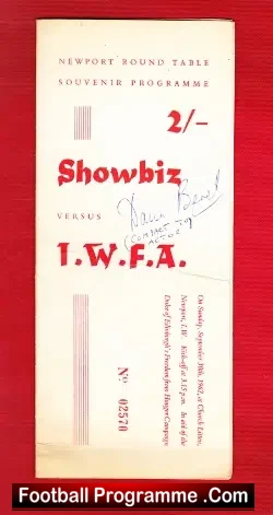 Isle Of White FA v Showbiz 1960s – Sean Connery + Signed