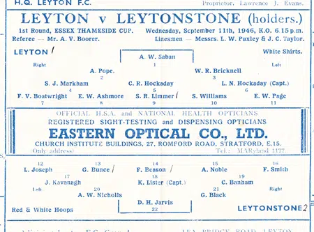 Leyton v Leytonstone 1946 – Essex Thameside Cup