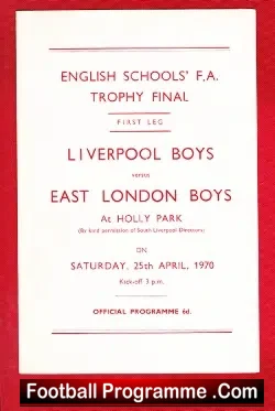 Liverpool Boys v East London Boys 1970 – Schoolboys Final