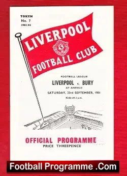 Liverpool v Bury 1961 - football programme