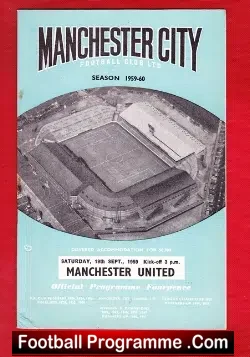 Manchester City v Manchester United 1959 - football programme