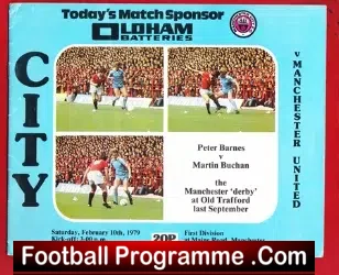 Manchester City v Manchester United 1979 - football programme