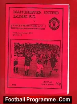 Manchester United Ladies v Lancashire Morecambe 1995 - Womens Football - football programme