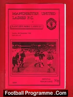 Manchester United Ladies v Radcliffe Boro 1994 - Womens Football - football programme