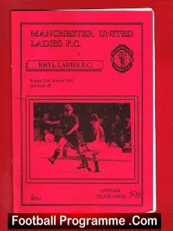 Manchester United Ladies v Rhyl 1994 - Womens Football - football programme