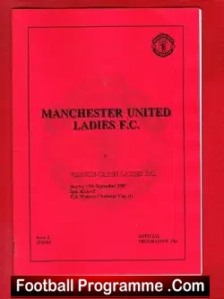 Manchester United Ladies v Vernon Carus 1995 - Womens Football - football programme