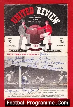 Manchester United v Chelsea 1950 - Multi Autographed