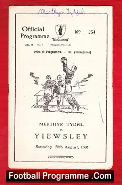 Merthyr Tydfil v Yiewsley 1960