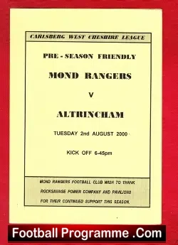 Mond Rangers v Altrincham 2000 - Pre Season Friendly - football programme