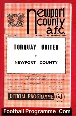 Newport County v Torquay United 1965 - football programme