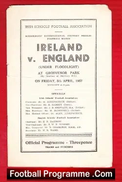 Northern Ireland v England 1957 – Schoolboys at Grosvenor Park