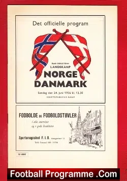 Norway v Denmark 1956 - football programme