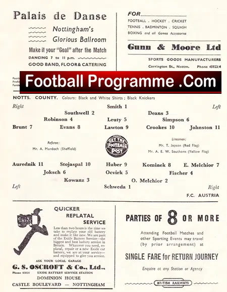 Notts County v FC Austria 1951